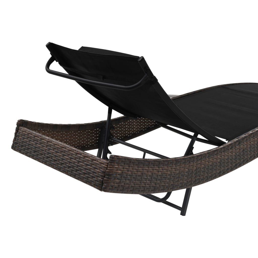 Chaise longue avec oreiller Résine tressée Marron Bains de soleil vidaXL