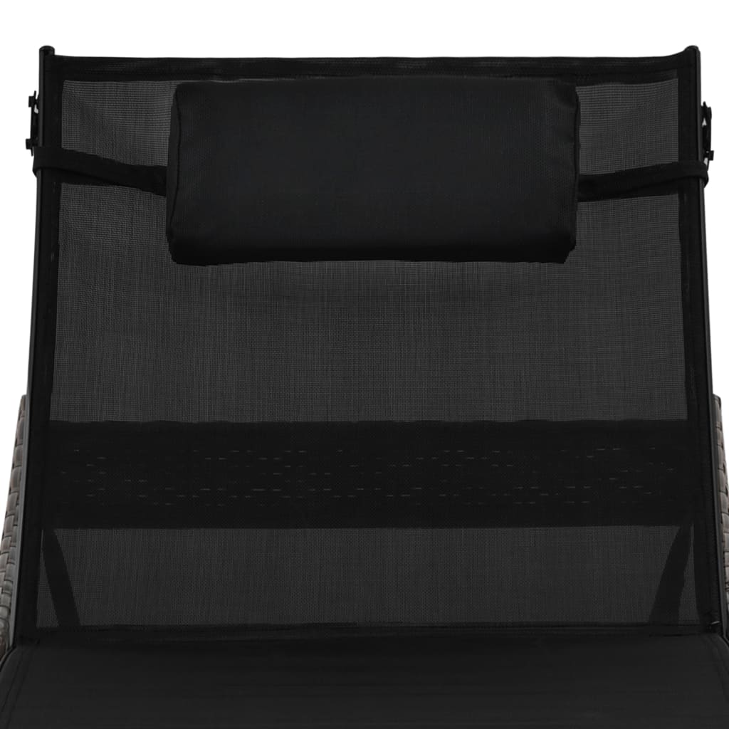 Chaise longue avec oreiller Résine tressée Marron Bains de soleil vidaXL
