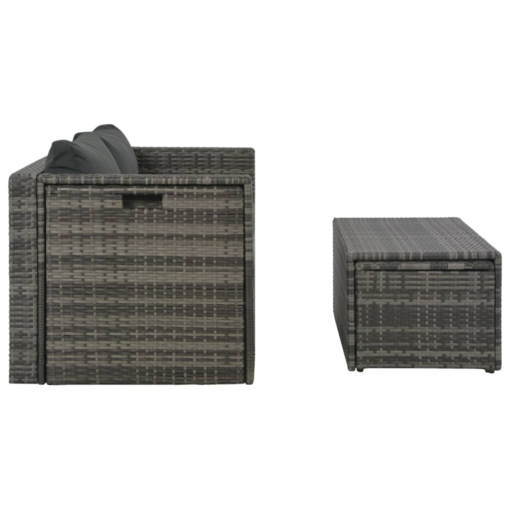Salon de jardin avec coussins 6 pcs Résine tressée Gris - XIOS
