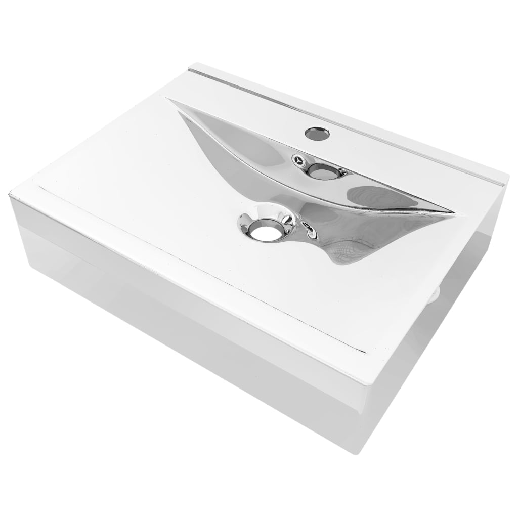 Lavabo avec trop-plein 60x46x16 cm Céramique Argenté Lavabos vidaXL