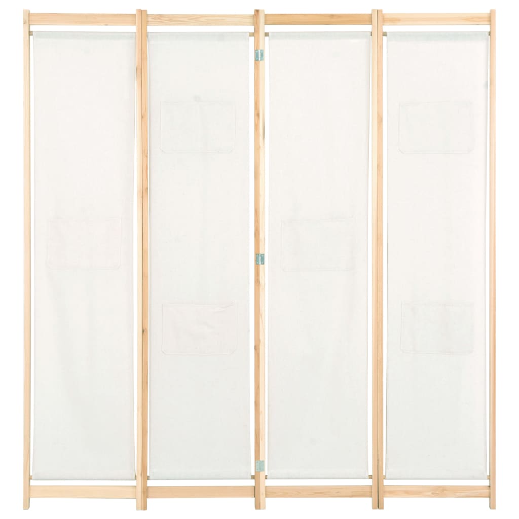 Cloison de séparation 4 panneaux Crème 160x170x4 cm Tissu Séparateurs de pièces vidaXL