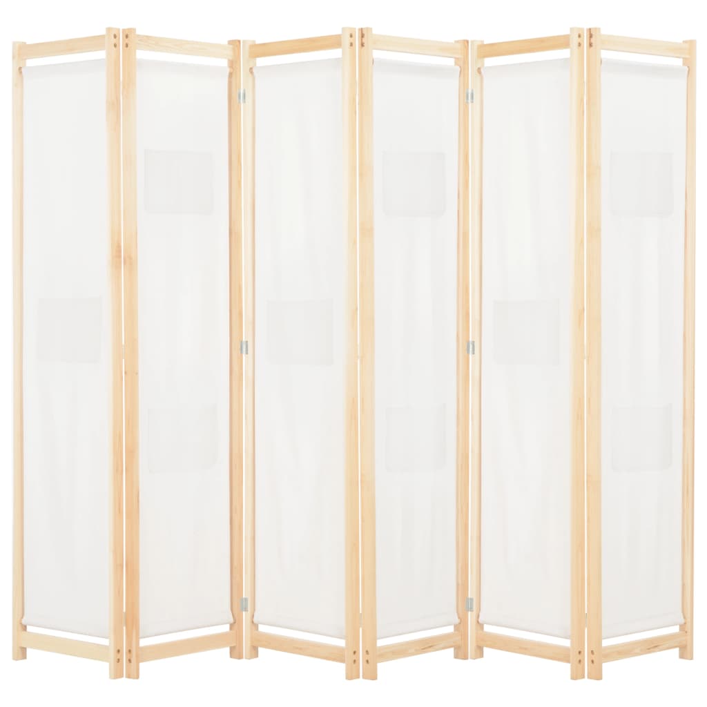 Cloison de séparation 6 panneaux Crème 240 x 170 x 4 cm Tissu - XIOS