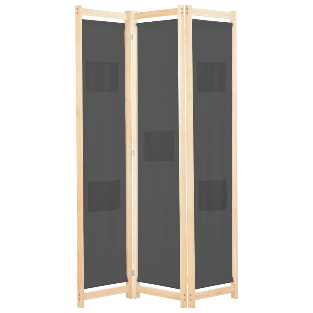 Cloison de séparation 3 panneaux Gris 120x170x4 cm Tissu - XIOS