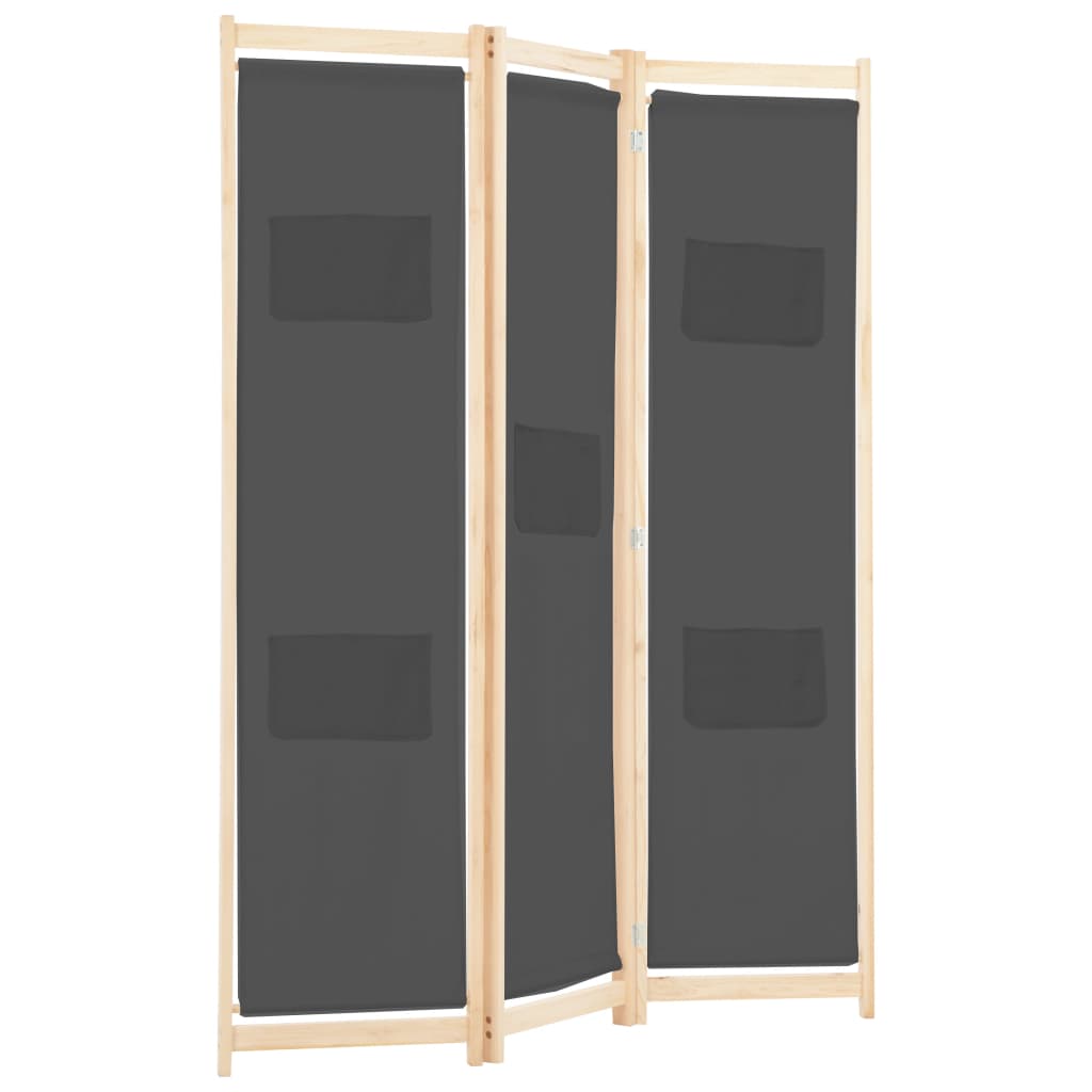 Cloison de séparation 3 panneaux Gris 120x170x4 cm Tissu - XIOS