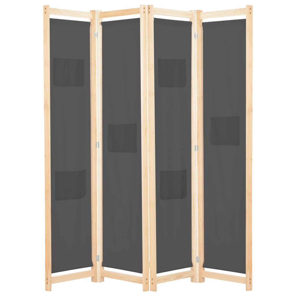 Cloison de séparation 4 panneaux Gris 160x170x4 cm Tissu - XIOS