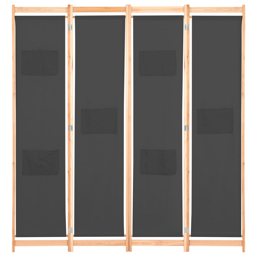 Cloison de séparation 4 panneaux Gris 160x170x4 cm Tissu - XIOS