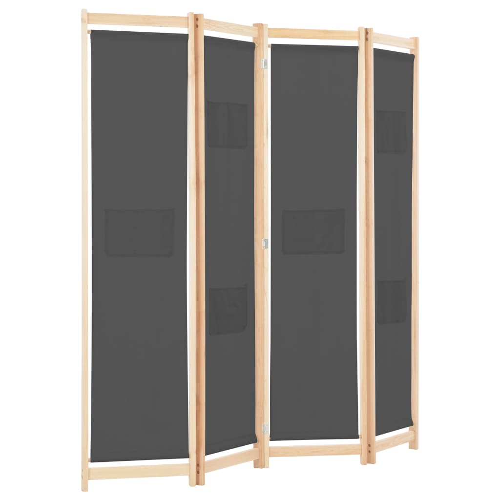 Cloison de séparation 4 panneaux Gris 160x170x4 cm Tissu - XIOS