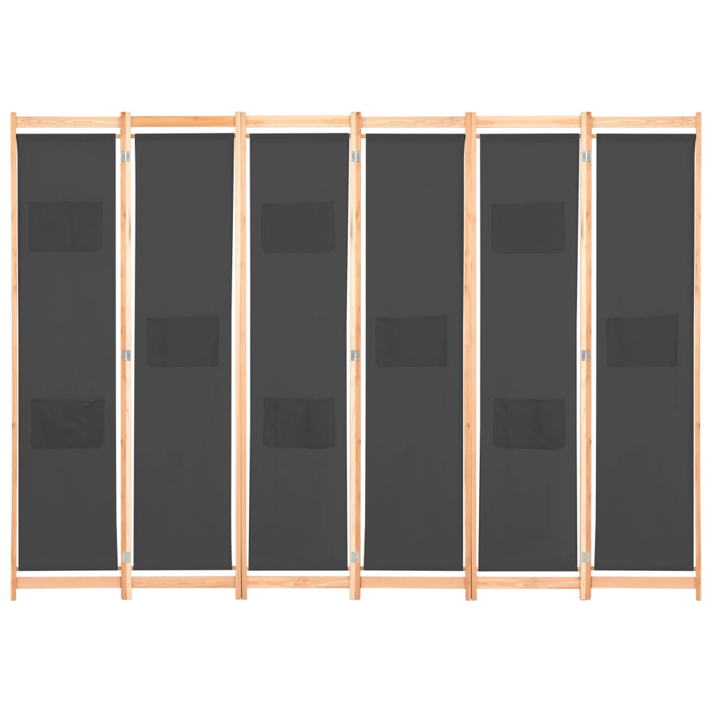 Cloison de séparation 6 panneaux Gris 240 x 170 x 4 cm Tissu XIOS