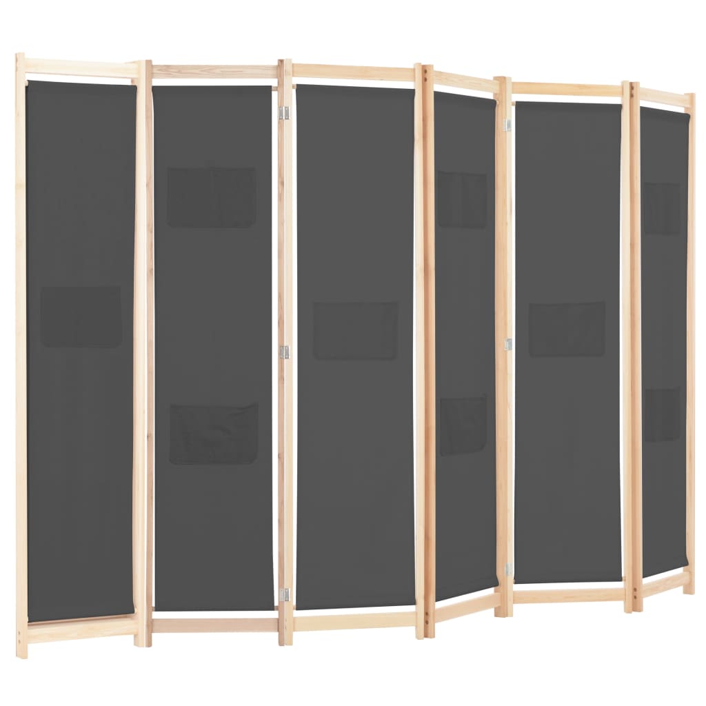 Cloison de séparation 6 panneaux Gris 240 x 170 x 4 cm Tissu XIOS