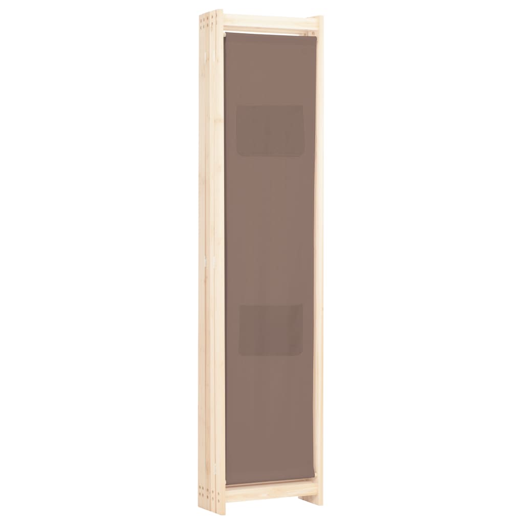 Cloison de séparation 5 panneaux Marron 200 x 170 x 4 cm Tissu XIOS
