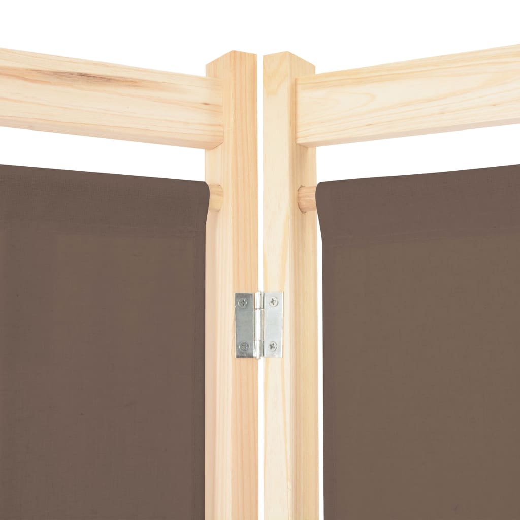 Cloison de séparation 5 panneaux Marron 200 x 170 x 4 cm Tissu XIOS