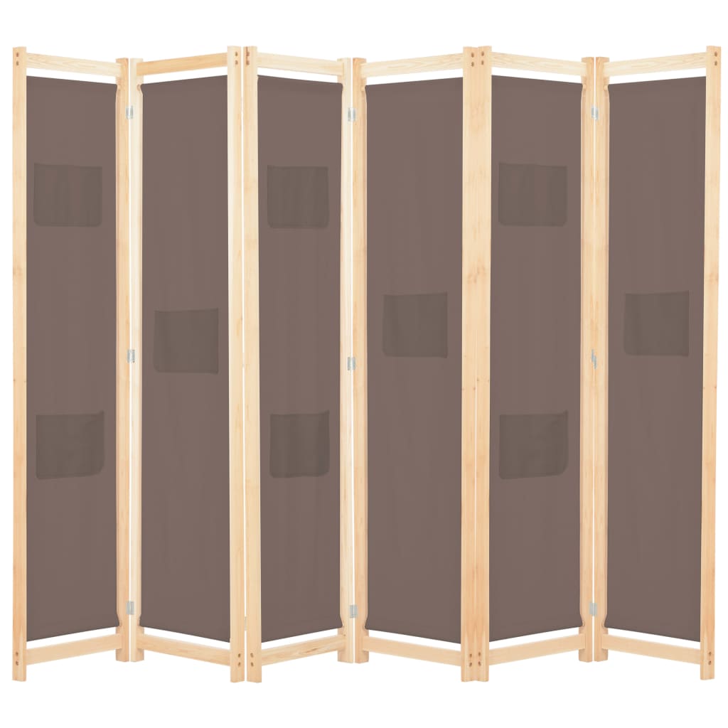 Cloison de séparation 6 panneaux Marron 240 x 170 x 4 cm Tissu - XIOS