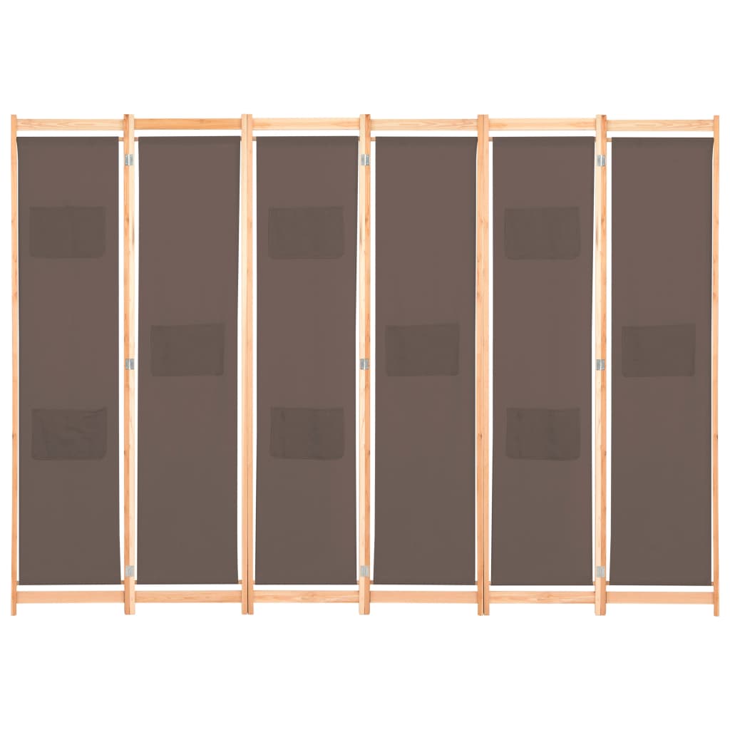Cloison de séparation 6 panneaux Marron 240 x 170 x 4 cm Tissu - XIOS
