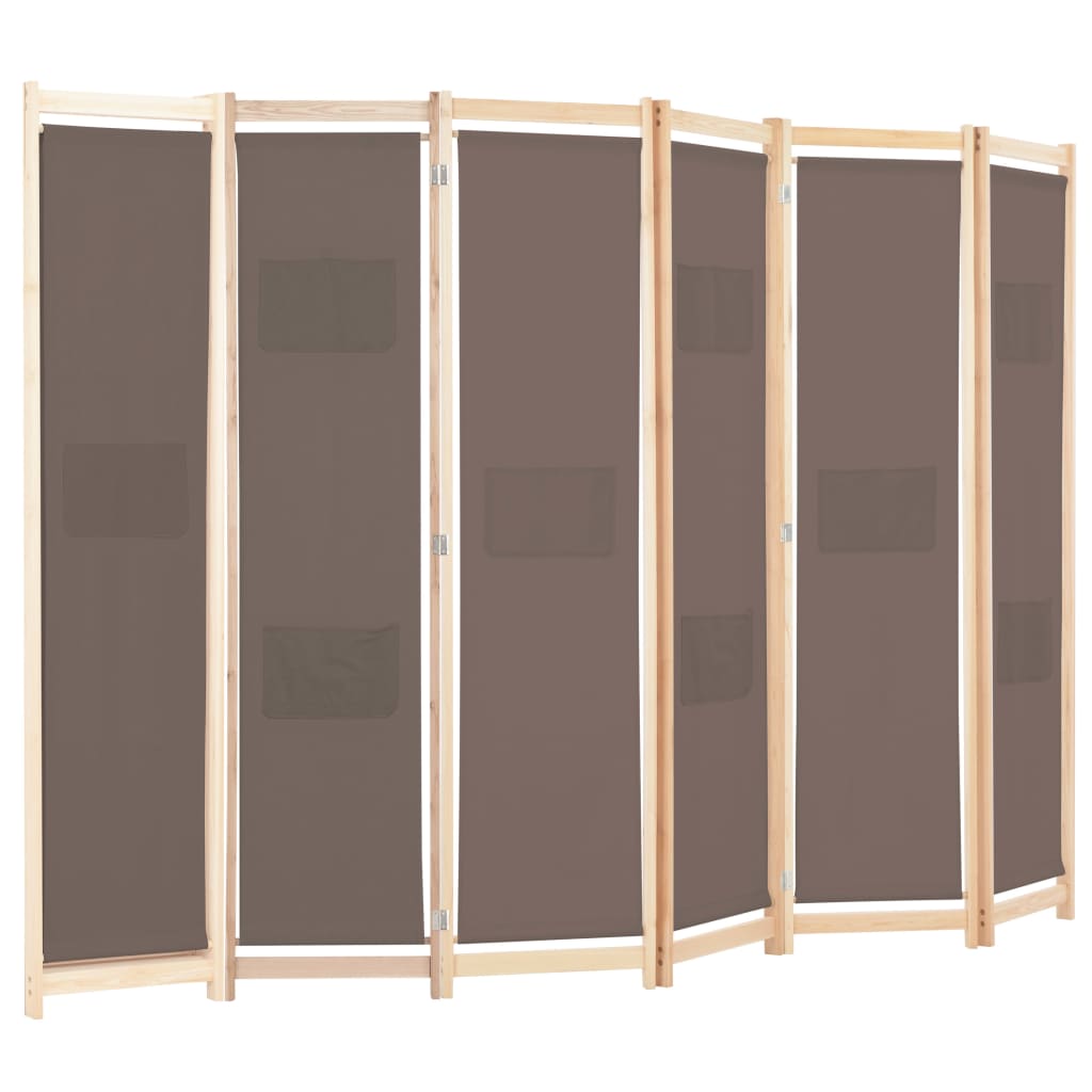 Cloison de séparation 6 panneaux Marron 240 x 170 x 4 cm Tissu - XIOS