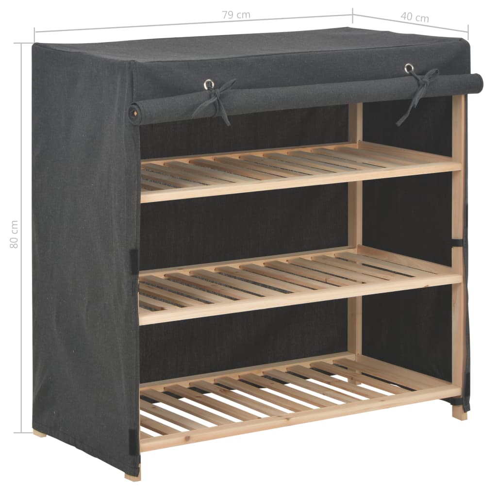 Armoire à chaussures avec housse Gris 79x40x80 cm Tissu - XIOS