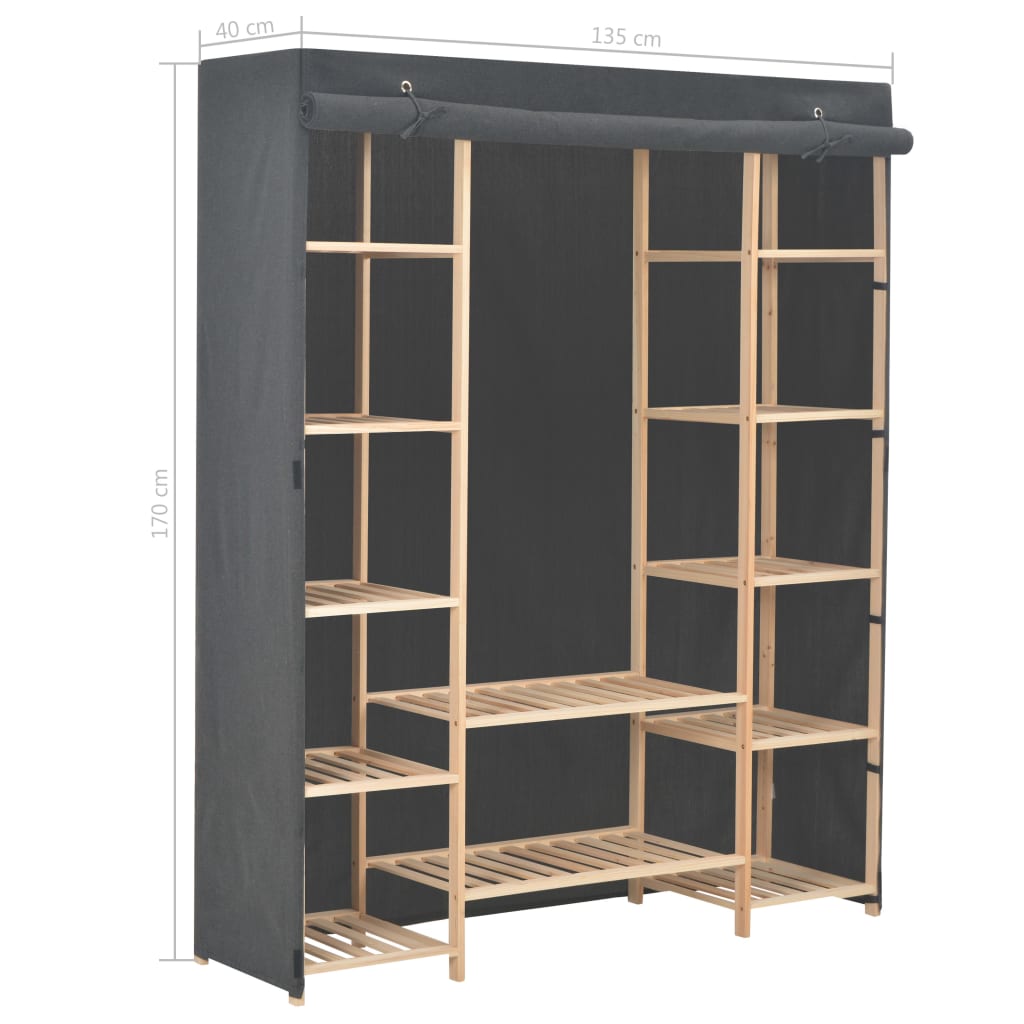Garde-robe Gris 135 x 40 x 170 cm Tissu Armoires vidaXL