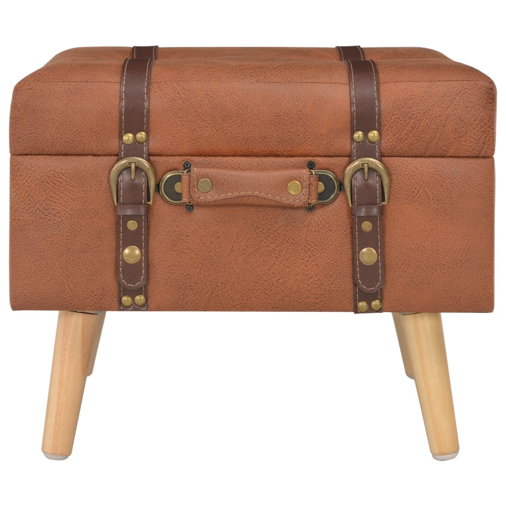 Tabouret de rangement 40 cm marron pâle similicuir - XIOS