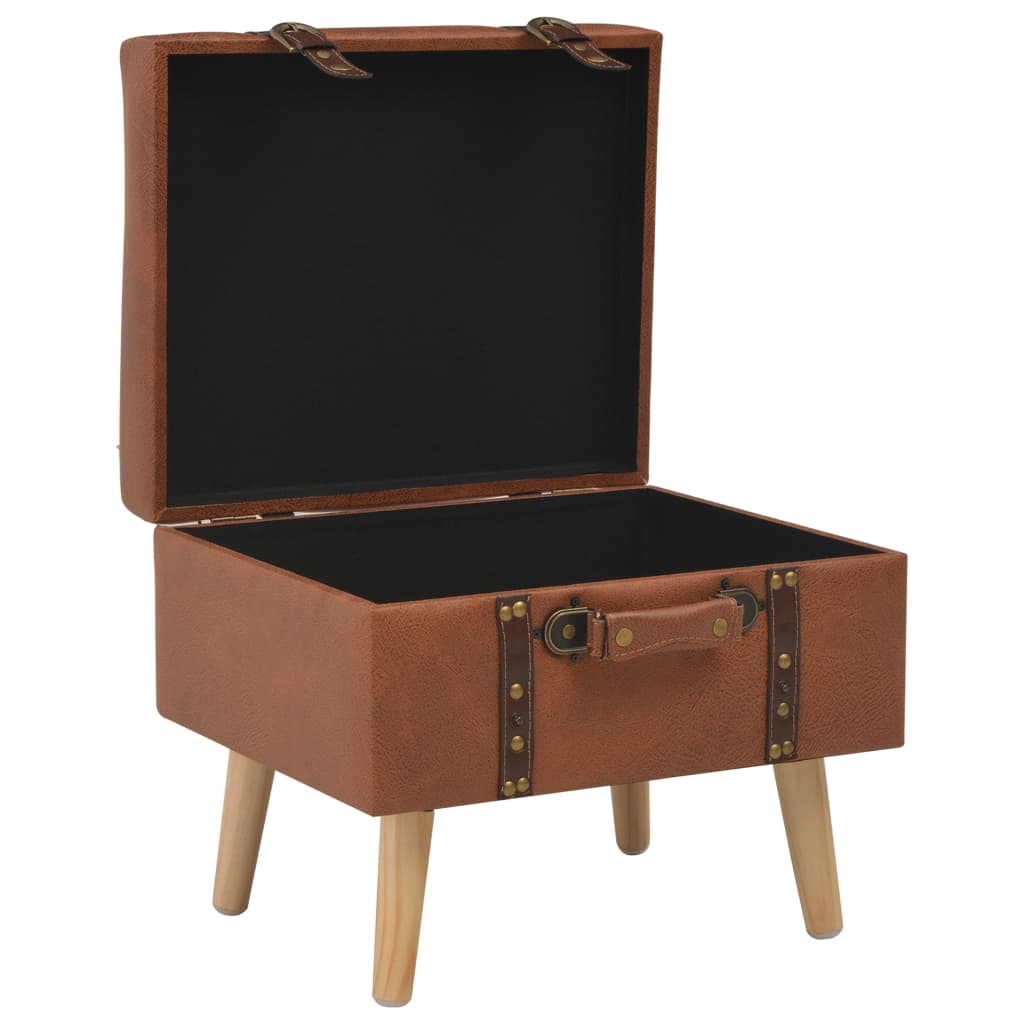 Tabouret de rangement 40 cm marron pâle similicuir - XIOS
