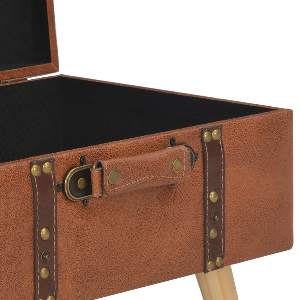 Tabouret de rangement 40 cm marron pâle similicuir - XIOS