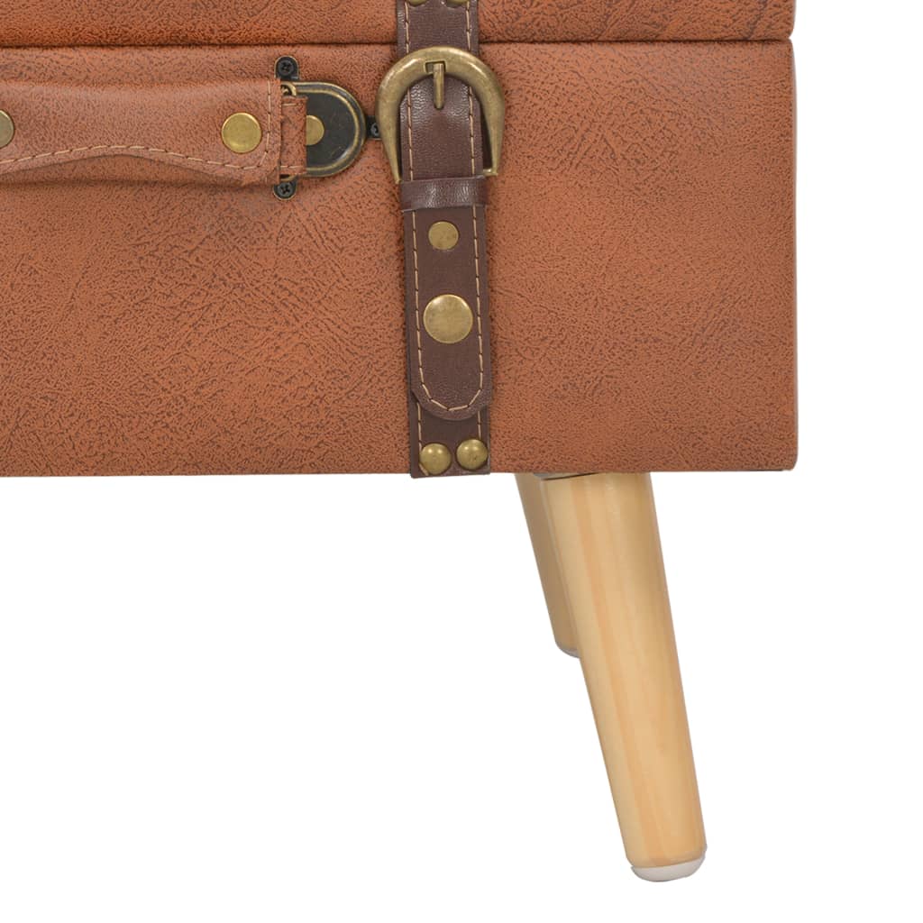 Tabouret de rangement 40 cm marron pâle similicuir - XIOS