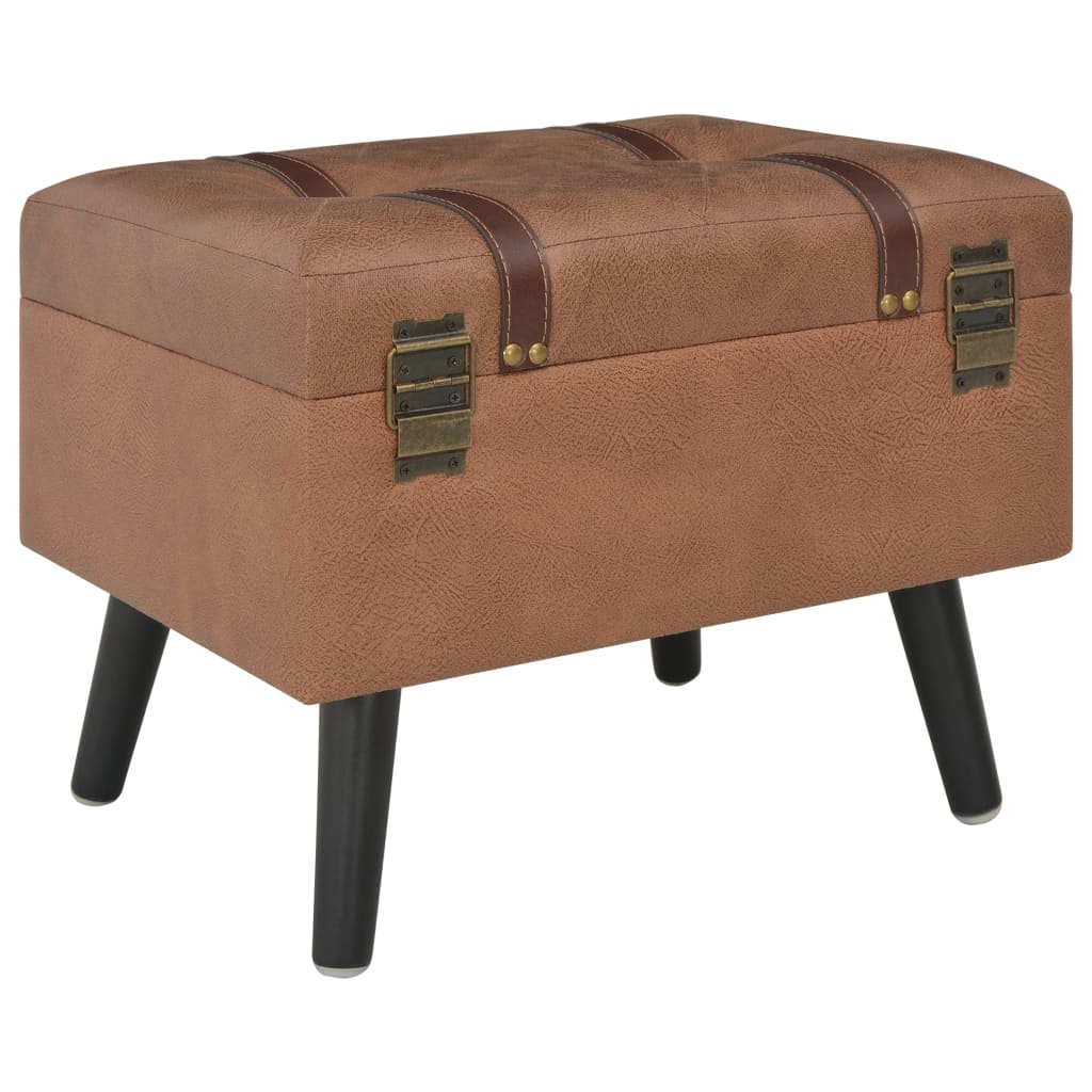 Tabouret de rangement 40 cm Marron Similicuir - XIOS