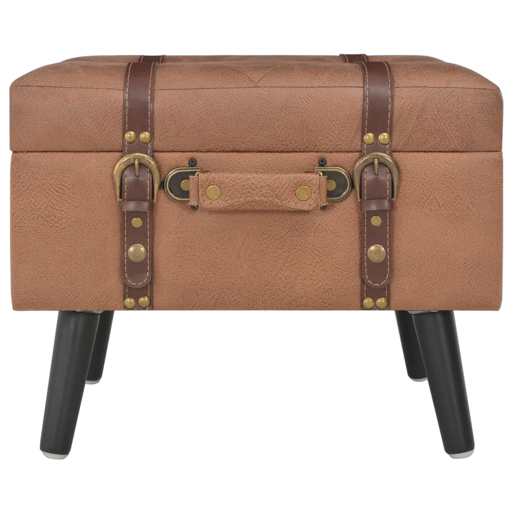 Tabouret de rangement 40 cm Marron Similicuir - XIOS