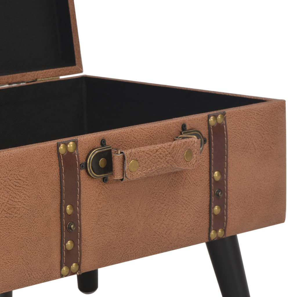 Tabouret de rangement 40 cm Marron Similicuir - XIOS