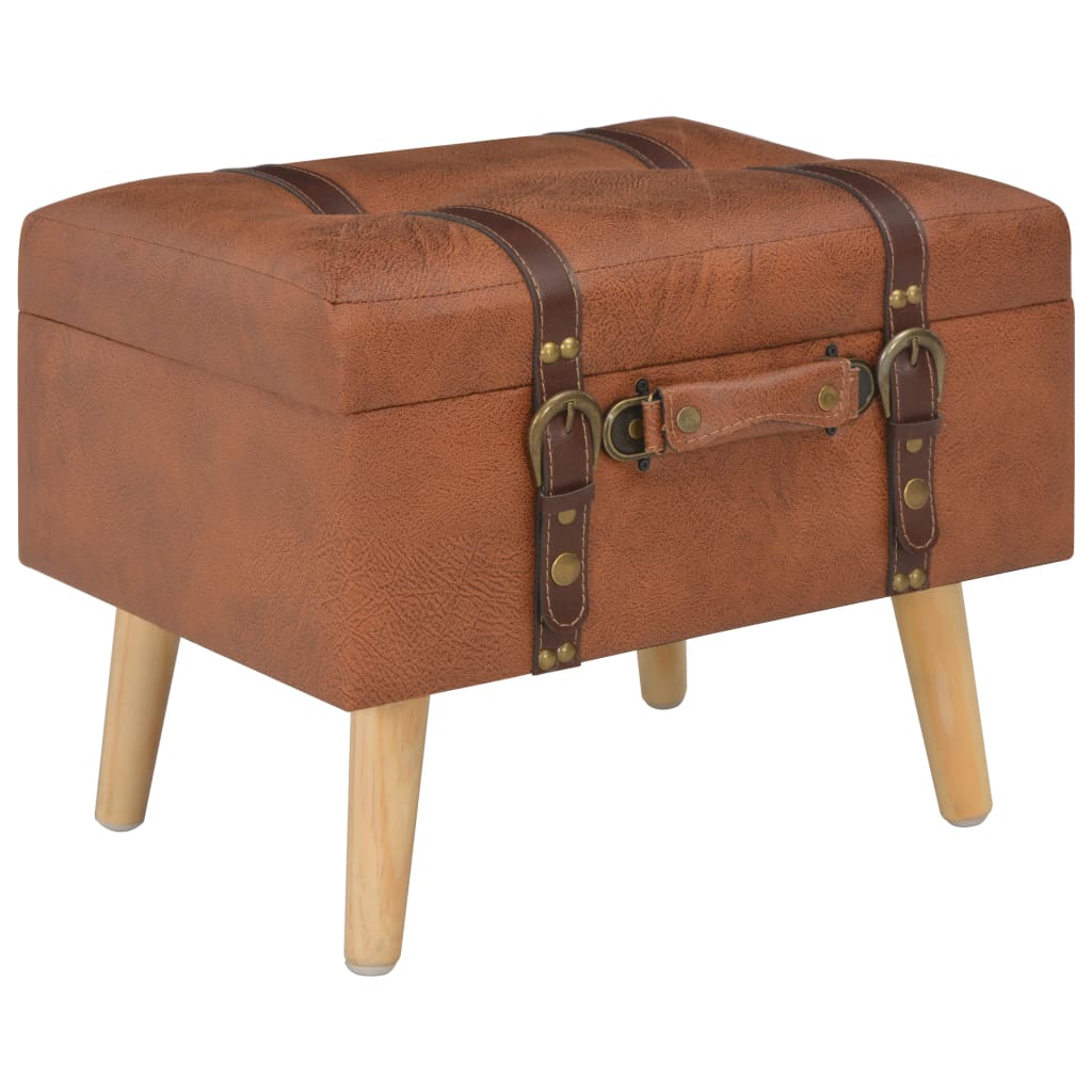 Tabourets de rangement lot de 3 Brun roux Similicuir XIOS