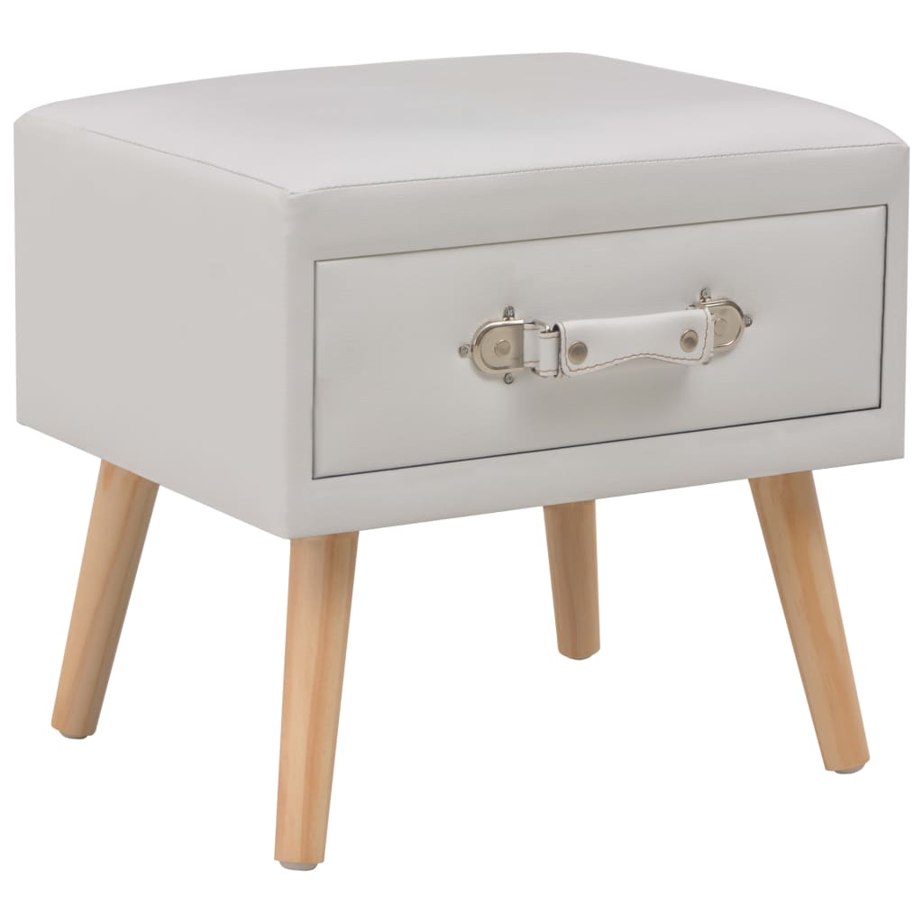 Table de chevet Blanc 40x35x40 cm Similicuir - XIOS