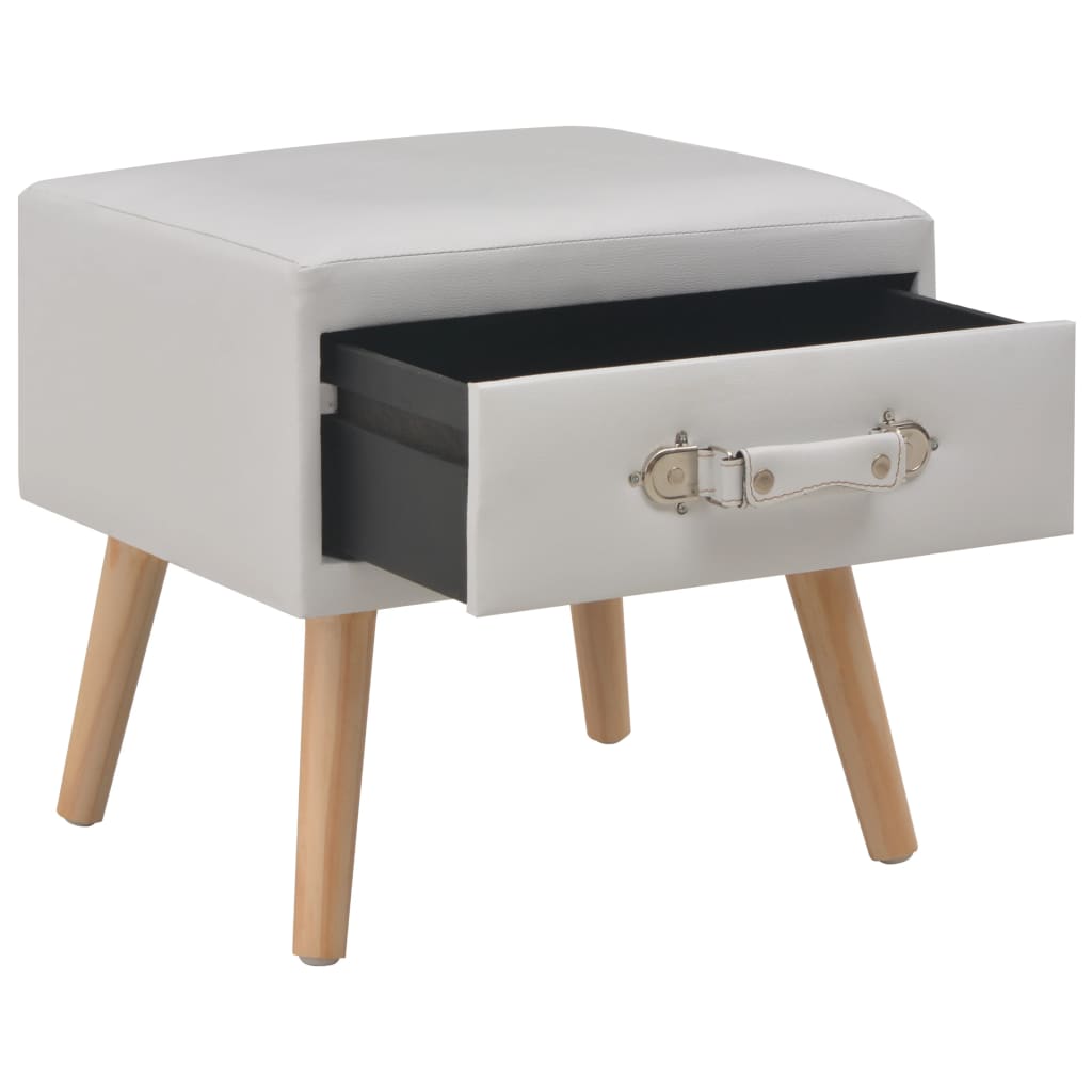 Table de chevet Blanc 40x35x40 cm Similicuir - XIOS