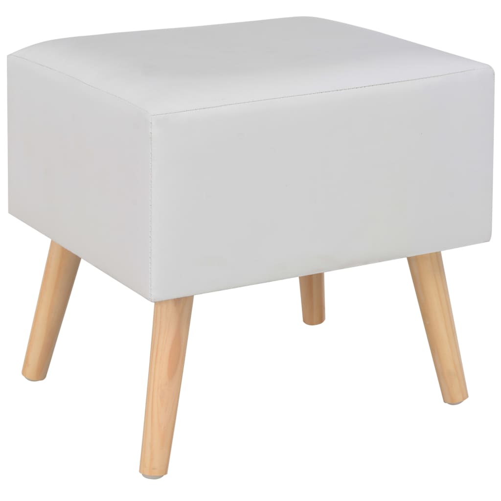 Table de chevet Blanc 40x35x40 cm Similicuir - XIOS