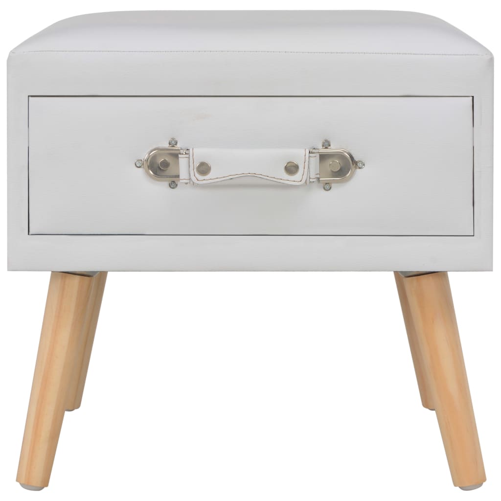 Table de chevet Blanc 40x35x40 cm Similicuir - XIOS