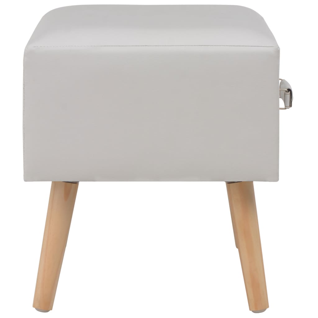 Table de chevet Blanc 40x35x40 cm Similicuir - XIOS