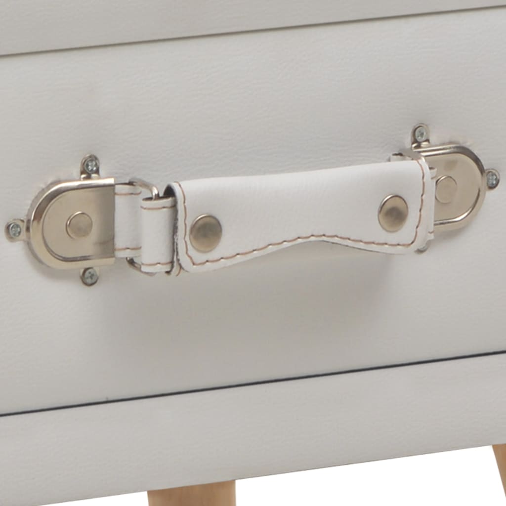 Table de chevet Blanc 40x35x40 cm Similicuir - XIOS
