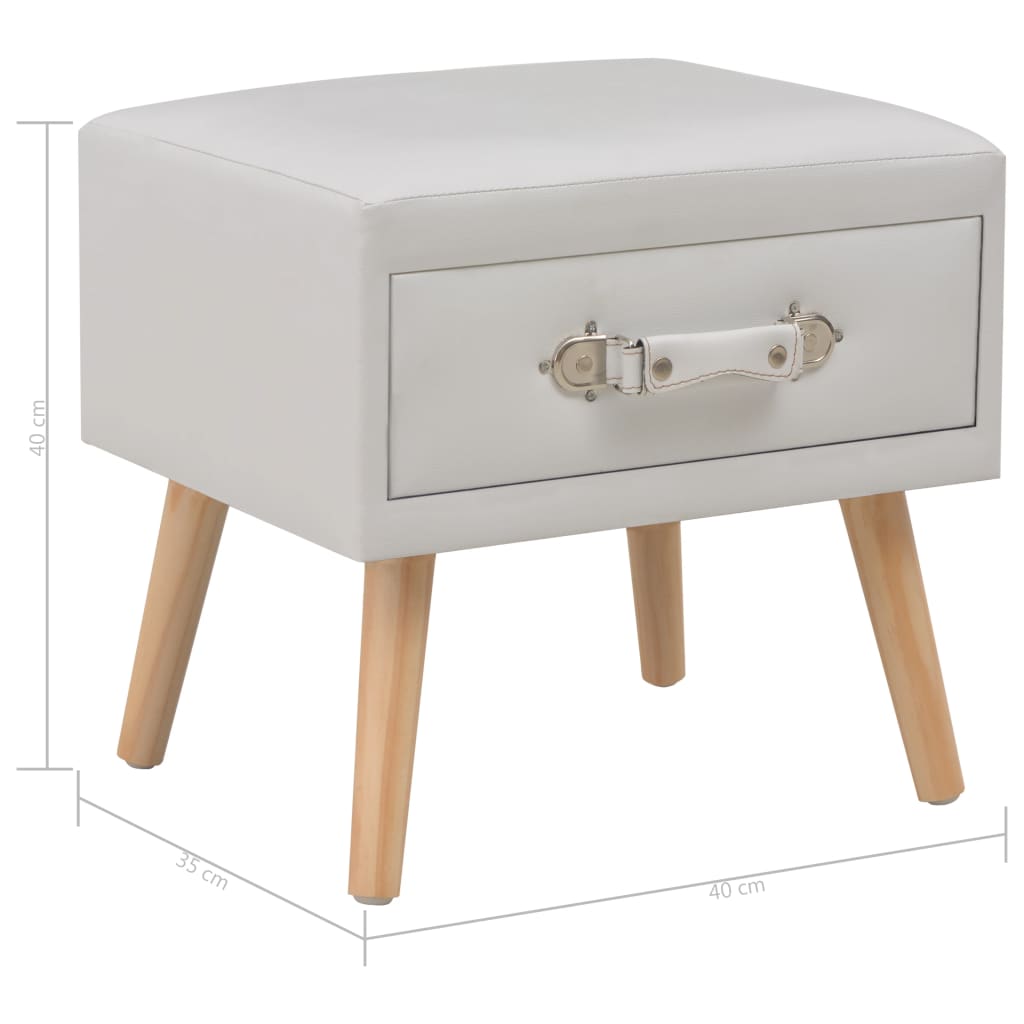 Table de chevet Blanc 40x35x40 cm Similicuir - XIOS