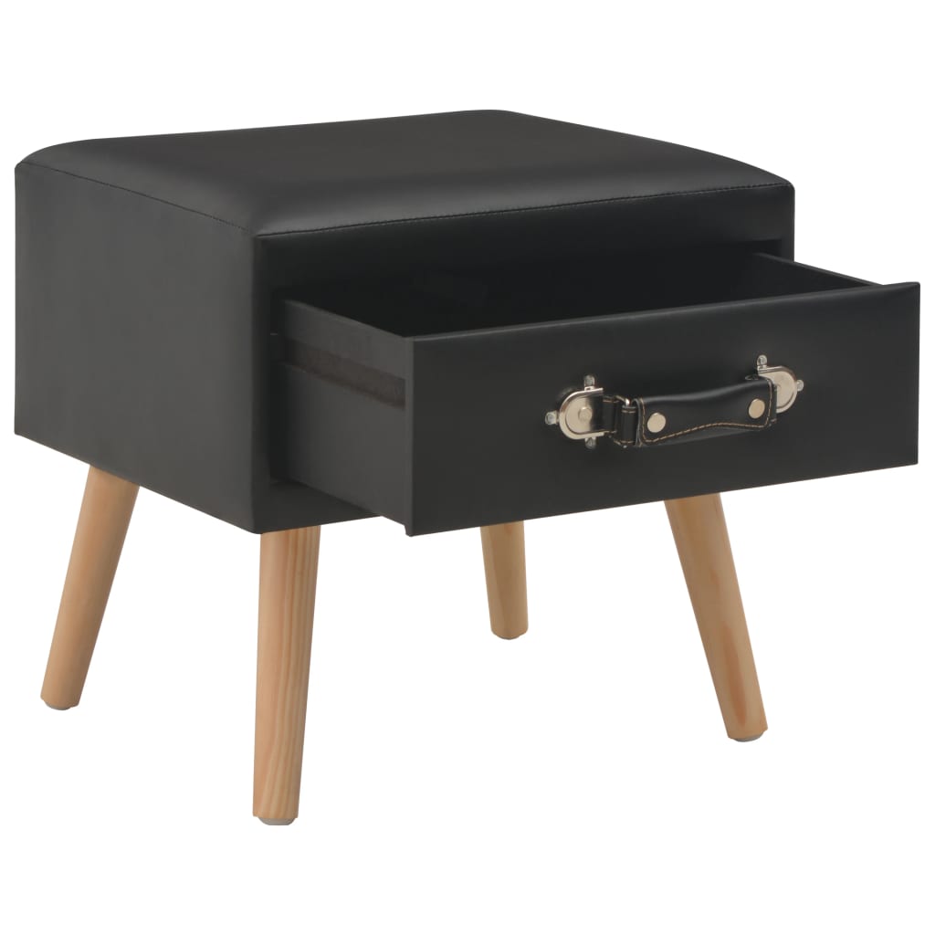 Table de chevet Noir 40x35x40 cm Similicuir - XIOS