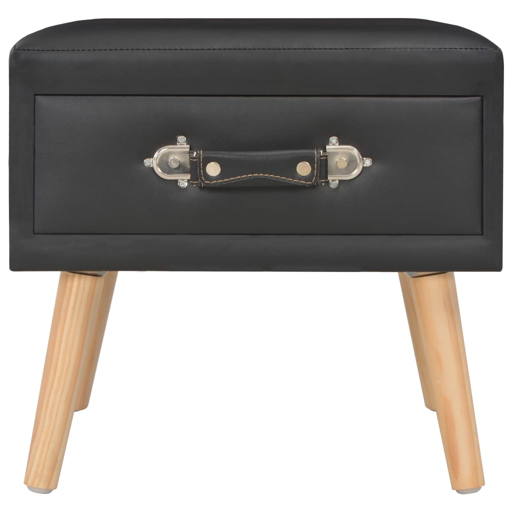 Table de chevet Noir 40x35x40 cm Similicuir - XIOS