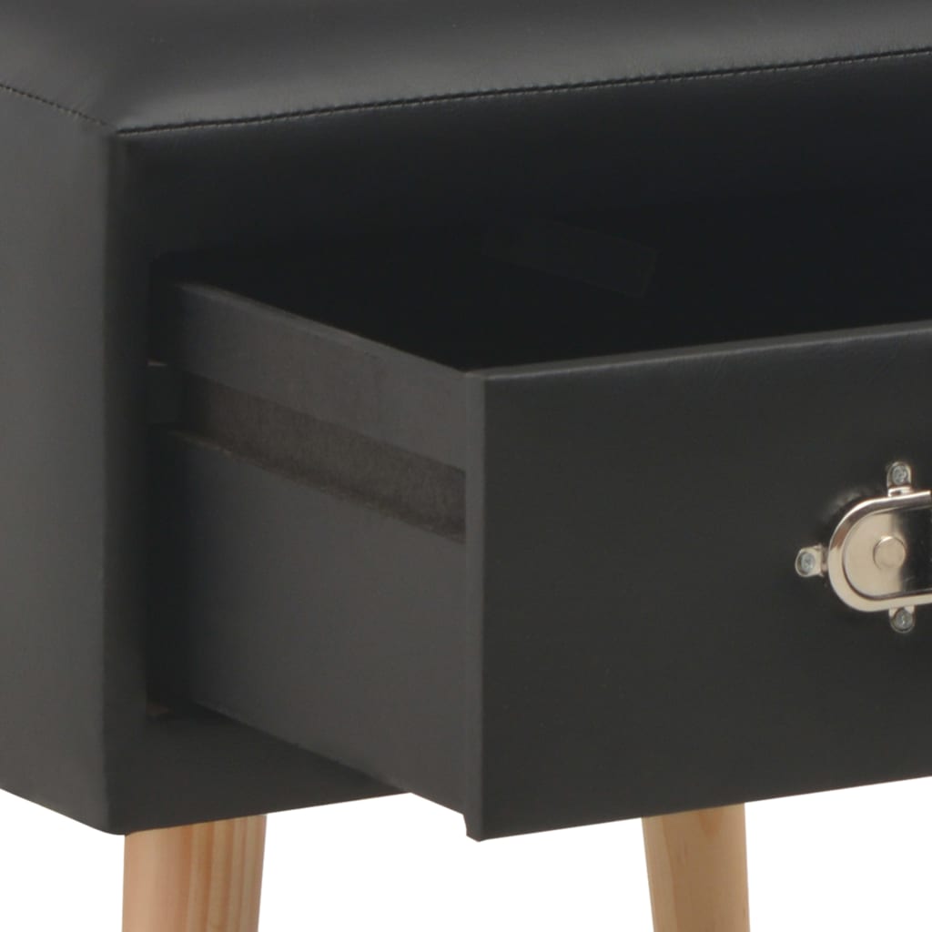 Table de chevet Noir 40x35x40 cm Similicuir - XIOS
