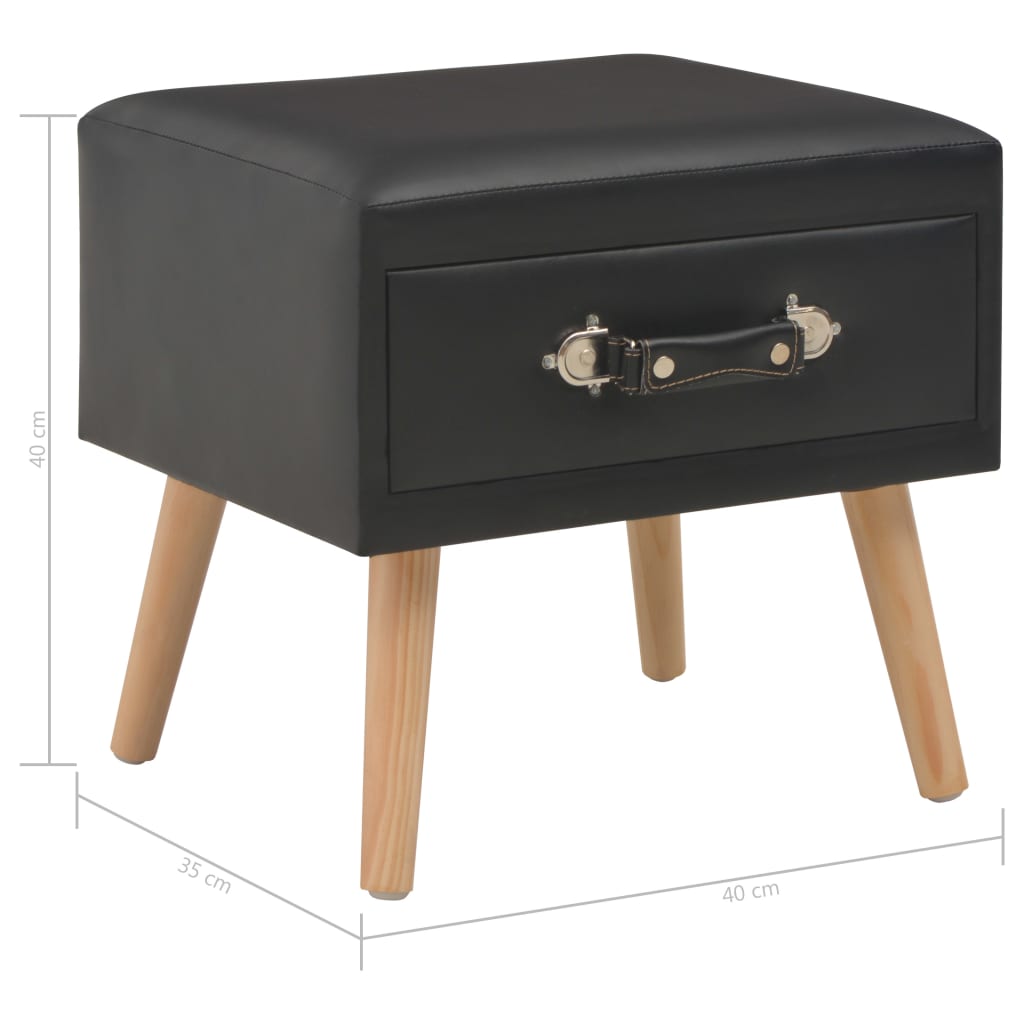 Table de chevet Noir 40x35x40 cm Similicuir - XIOS