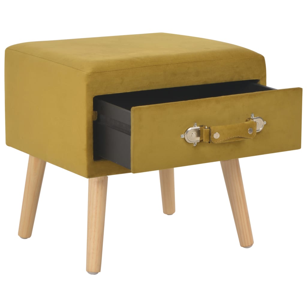 Table de chevet Moutarde 40x35x40 cm Velours - XIOS