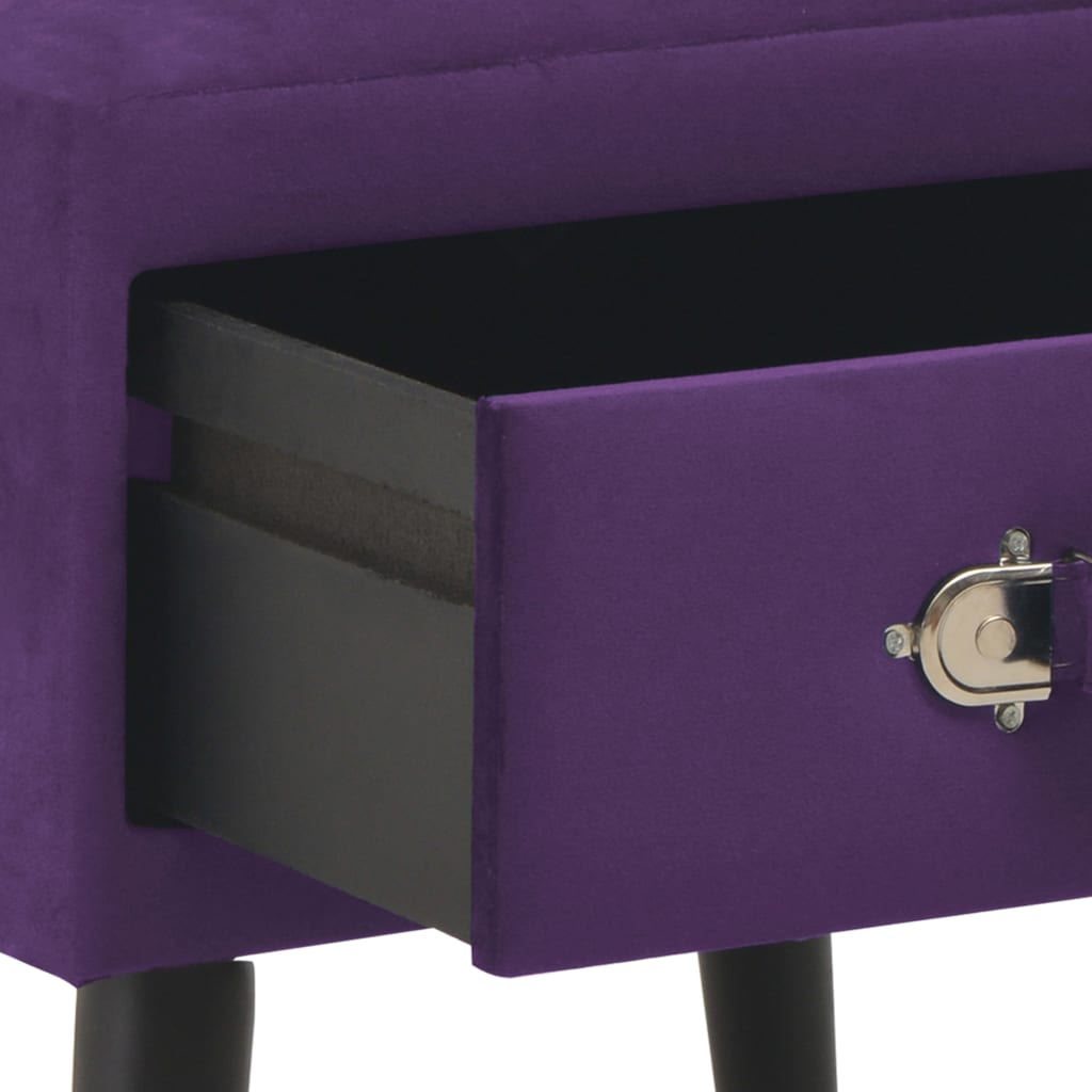 Table de chevet Violet foncé 40x35x40 cm Velours - XIOS