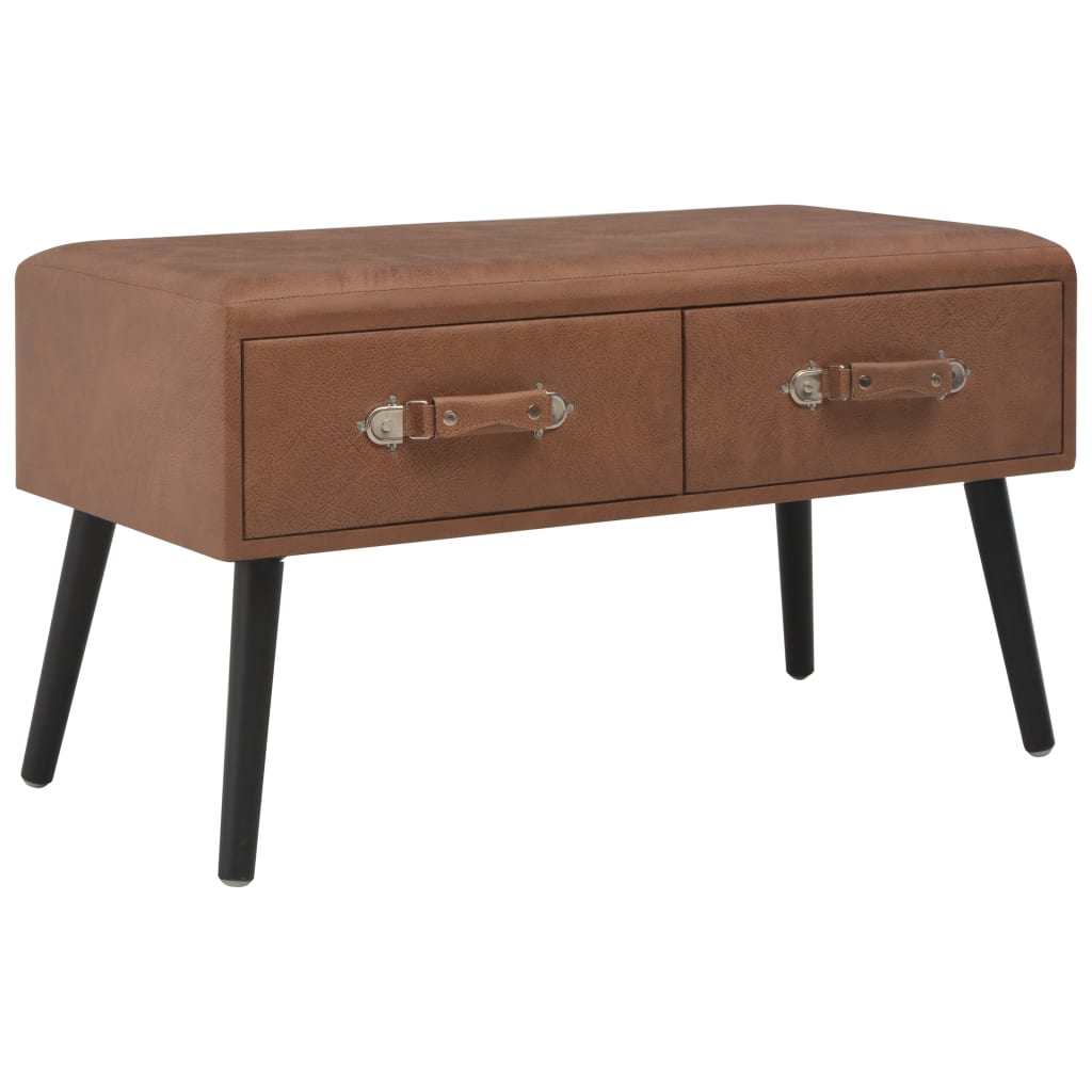 Table basse Marron foncé 80x40x46 cm Similicuir - XIOS