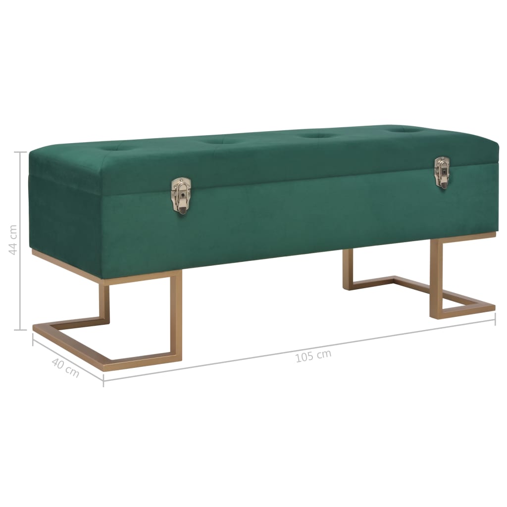Banc avec compartiment de rangement 105 cm Vert Velours - XIOS