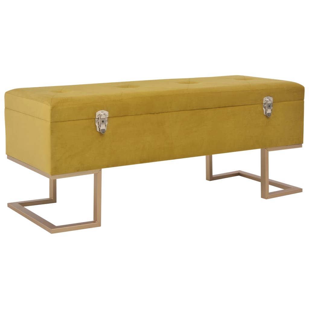 Banc avec compartiment de rangement 105 cm Moutarde Velours - XIOS