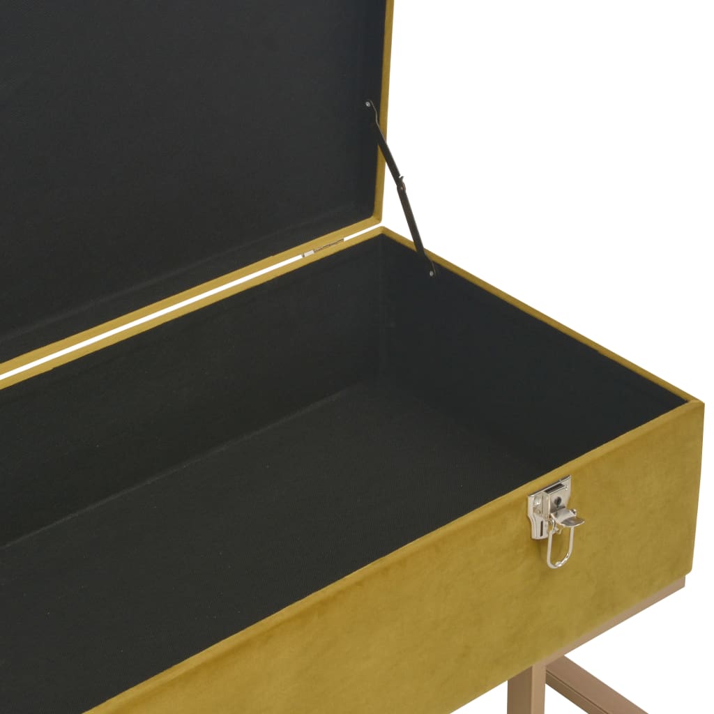 Banc avec compartiment de rangement 105 cm Moutarde Velours - XIOS