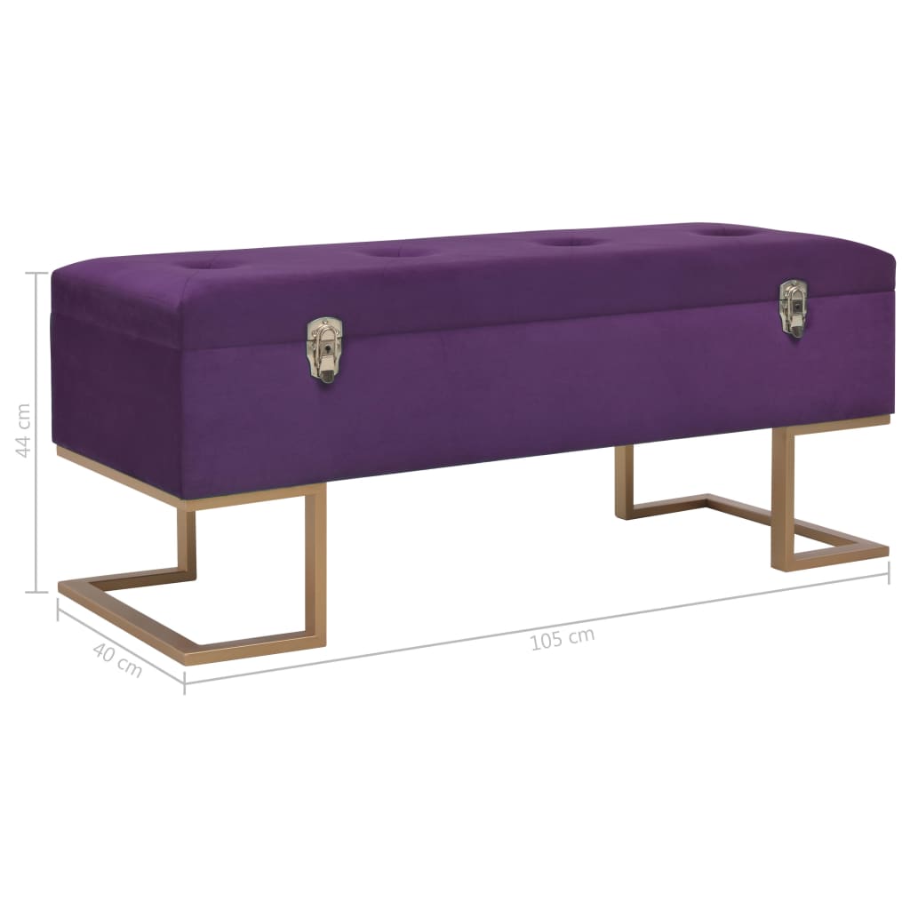 Banc avec compartiment de rangement 105 cm Violet Velours - XIOS