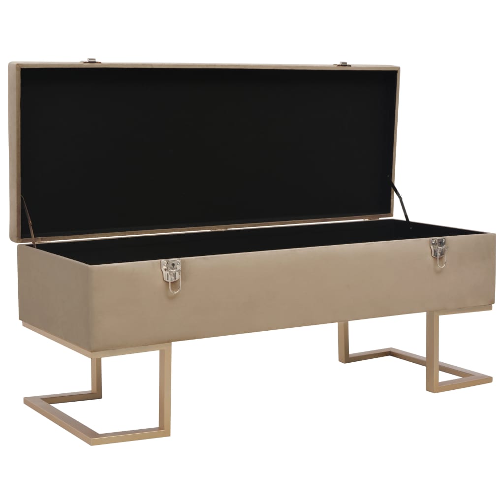 Banc avec compartiment de rangement 105 cm Beige Velours - XIOS
