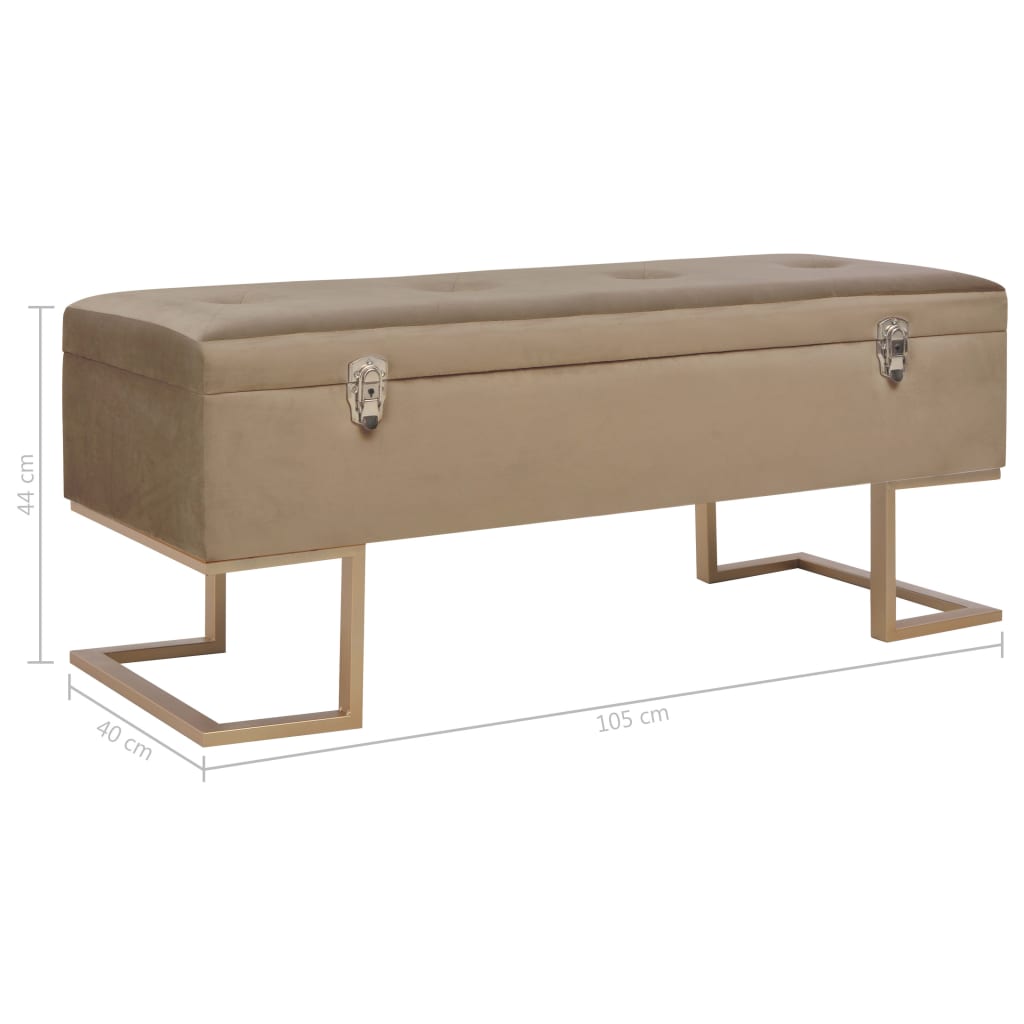 Banc avec compartiment de rangement 105 cm Beige Velours - XIOS
