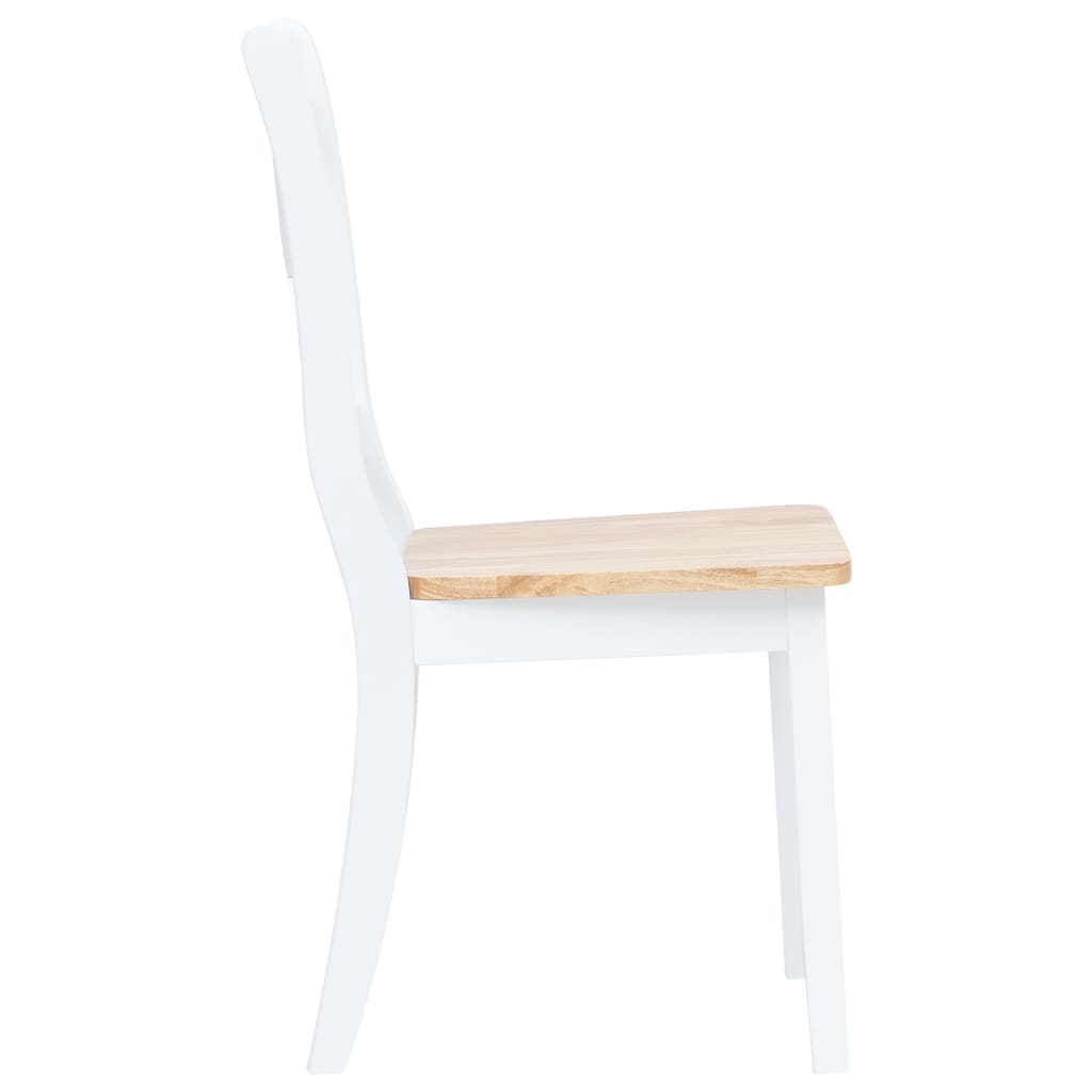 Chaises à manger lot de 4 blanc et bois clair bois hévéa massif - XIOS