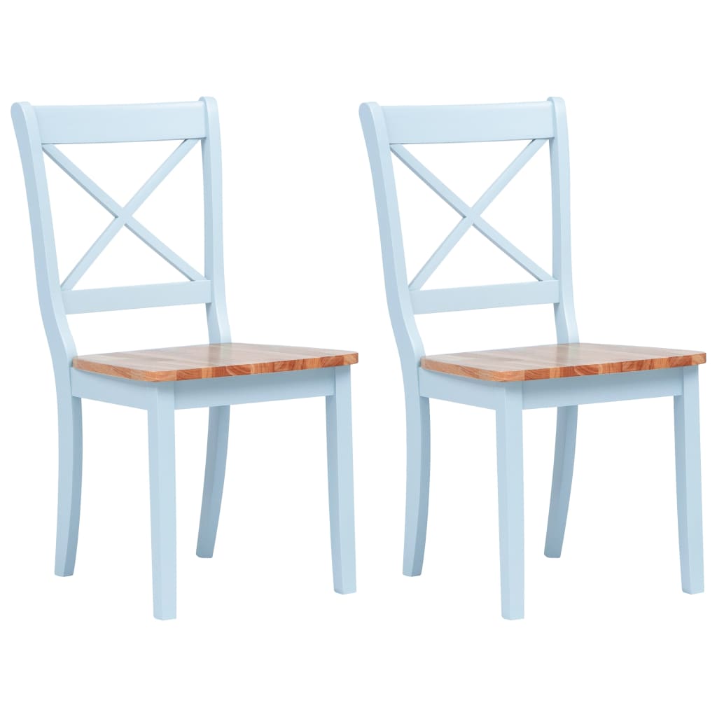 Chaises à manger lot de 2 gris et bois clair bois hévéa massif - XIOS